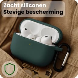 Case - Geschikt voor Apple Airpods Pro 3 - Siliconen Hoes met Clip - Silicone Hoesje Cover - Donkergroen — thumbnail 4