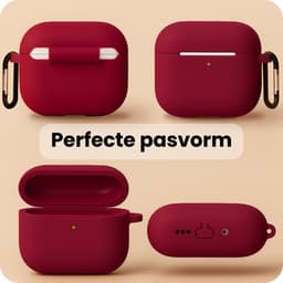 Hoes - Geschikt voor Apple Airpods Pro 3 - Siliconen Hoesje met Clip - Silicone Case Cover - Wijnrood — thumbnail 3