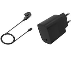 Strap-it USB-C oplader + 20W USB-C adapter (zwart) – geschikt voor Garmin Lily 1/2 – snelle & veilige smartwatch oplader