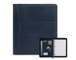 Safekeepers leren schrijfmap A4 met ringband & rits – premium conferentiemap voor documenten, laptop & tablet Blauw