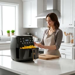 AG5100 Airfryer XXL Premium Zwart – 5,5L Hete Luchtfriteuse – Digitaal Display – 8 Programma’s – Anti-aanbak – Vaatwasserbestendig – Extreem Stil – Gezond Koken Zonder Olie – Inclusief Receptenboek — thumbnail 9