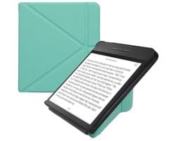 E-reader Hoes Compatible met Kobo Libra H2O - Met Kickstand - Leren Ereader Cover - Mintgroen