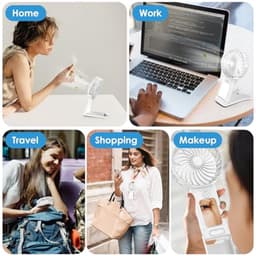 Oplaadbare Mini USB Ventilator - Stil, Draagbaar en Instelbaar in 4 Snelheden met Spiegel - Krachtige Mini Ventilator voor Thuis, Kantoor, Reizen en Buiten — thumbnail 1