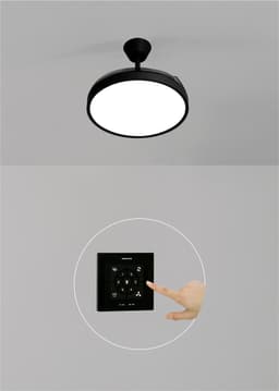 CREATE - Plafondventilator 40W stil met intrekbare bladen met licht - Ø108cm - Zwart - Controller voor wandmontage + afstandsbediening - WIND CLEAR STUDIO — thumbnail 5