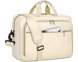 Laptoptas dames - Schooltas - 17,3 inch aktetas dames - Feestdagen - Cadeau - Sinterklaas - Kerstmis - computertas - laptop tas - business notebook tas - waterdichte laptop - schoudertas voor bedrijf - Beige
