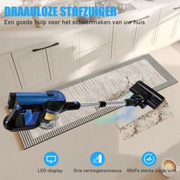 Grenintol Steelstofzuiger - 8 in 1 Steelstofzuiger Draadloos - Zelfstaande Stofzuiger Zonder Zak - 300W/2200 mAh Accu - 55 Minuten - 1,2 L Stofbak - voor Tapijten en Harde Vloere - 65,000PA - Blauw — thumbnail 5