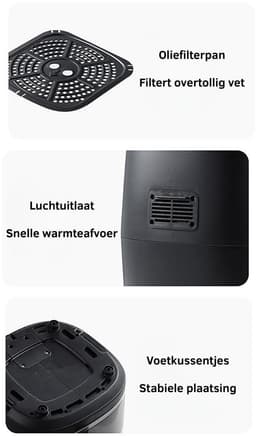 Livista Airfryer XXL – 6L – 8 Programma’s – LCD Touchscreen – PFAS-vrij – 1400W – Zwart — thumbnail 3