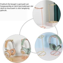 2-delige metalen hoofdtelefoonstandaard - Creatieve desktop-opbergstandaard - Geschikt voor thuissieradenhangers - Goud — thumbnail 4