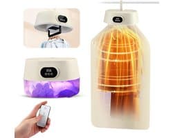 Mini droger-Elektrische Wasdroger-Elektrische wasdroger met UV-tank - 4 standen 600W Snel drogende hangende mini-droger -19 decibel- Droger met deksel - Geschikt voor reizen, camper, thuis