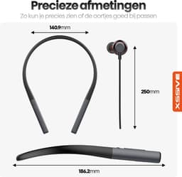 Xssive BTNB01 - Sport Oordopjes - Bluetooth Oortjes met Nekband - Draadloze Oordopjes - Extra lange batterijduur - Earbuds voor Sporten, Fitness, Hardlopen - Zwart — thumbnail 2