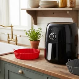 HipWare - Airfryer Siliconen mandje - Antiaanbaklaag - Vaatwasserbestendig - Rond - Rood — thumbnail 4