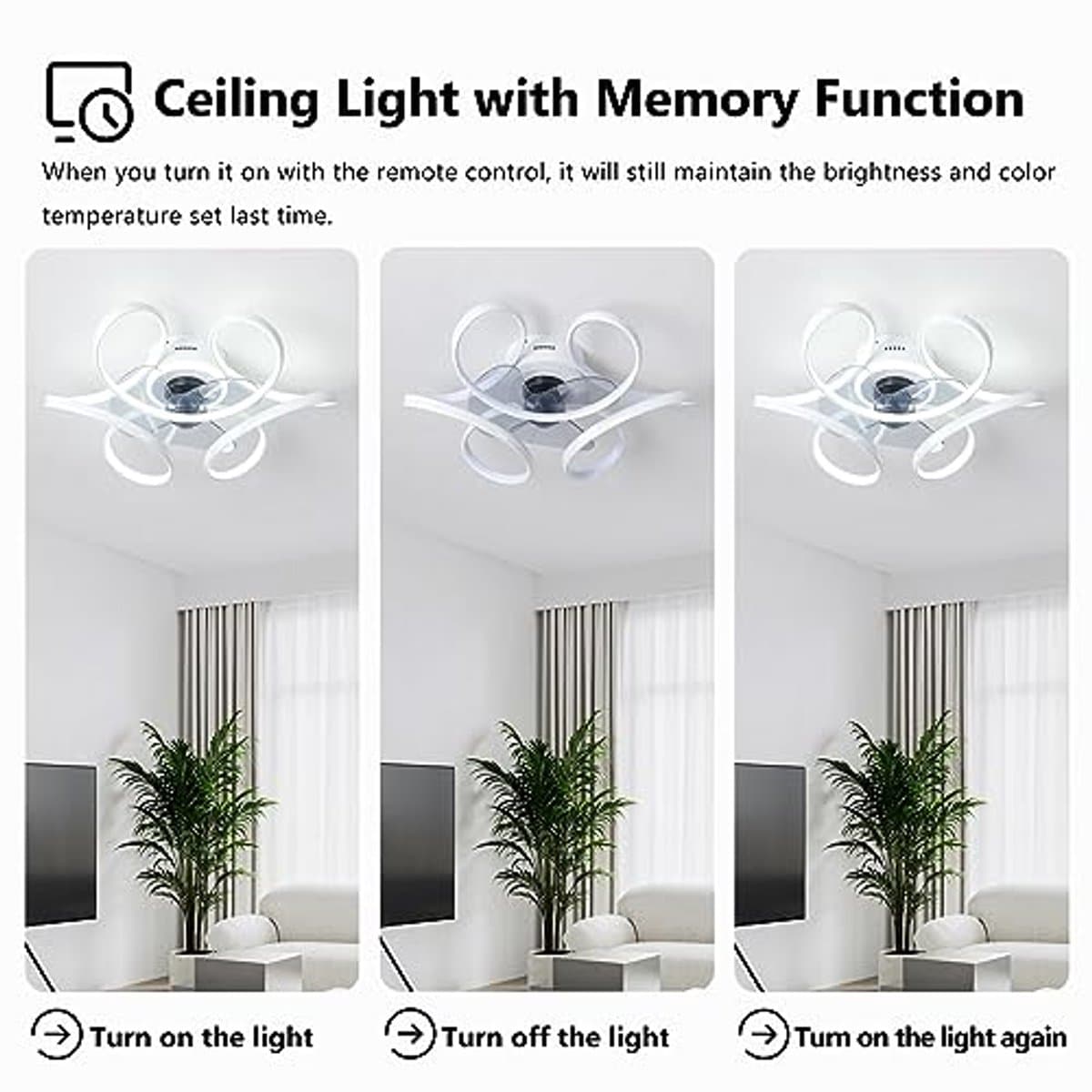 45 cm Plafondventilator met Verlichting - Stil, Dimbaar en Omkeerbaar met 6 Snelheden voor Woonkamer en Slaapkamer — afbeelding 1