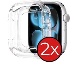 Hoesje - 2 Stuks - Geschikt voor Apple Watch 11 (46 mm) - Sterk & Shockproof - Siliconen Case Cover - Smartwatch Full Bumper Hoes - Transparant