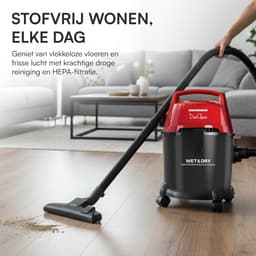 Heinner DuoClean Nat- en droogstofzuiger – Multifunctioneel – 1400 W – 15 L tank – 3 L zak – HEPA-filter – Blazingsfunctie – Zwart/Rood — thumbnail 4