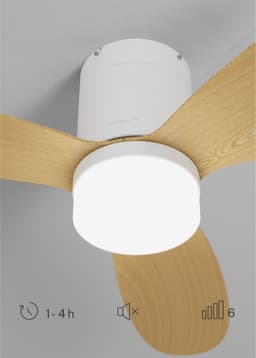 CREATE - 40W stille plafondventilator Ø132 cm - Wit / Licht hout - Met licht - Afstandsbediening - WIND LITE — thumbnail 3