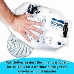 Scrubba UNTOUCHED Laundry Bag, Environmentally Friendly Portable Washing Machine, Lightweight Manual Washing Machine for Travel, Camping and Baby Clothing, Travel Supplies, Use with Detergent or Hand — thumbnail 5