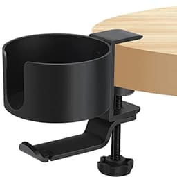 Hoofdtelefoonhouder met Bekerhouder – 360° Rotatie, Aluminium, Eenvoudige Installatie – Ideaal voor Bureau en Gamingtafel — thumbnail 1