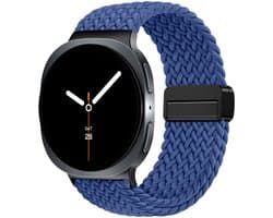 Stravo Magnetisch gevlochten nylon bandje Geschikt voor Samsung Galaxy Watch 8 (40/44mm) / 8 Classic (46mm) - Koningsblauw - erstelbaar elastisch gevlochten horlogebandje voor Samsung smartwatch