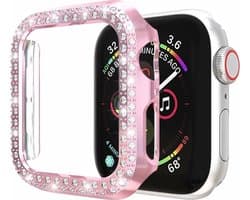 Hoesje geschikt voor Apple Watch 44MM - Bumper hoesje - Diamant - TPU - Roze