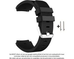 Zwart Siliconen Bandje voor 22mm Smartwatches van Samsung, LG, Seiko, Asus, Pebble, Huawei, Cookoo, Vostok en Vector – Maat: zie maatfoto – 22 mm rubber smartwatch strap - Gear S3 - LG Watch