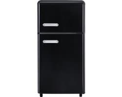 Merax Retro Mini Koelkast – Dubbele Deur Koel-vriescombinatie – 72L - 51L Koelen en 21L Vriezen – LED-verlichting – Energieklasse E – Zwart – 91 cm Hoog