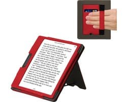 kwmobile flip cover voor e-reader - geschikt voor Onyx Boox Leaf 2 - Van imitatieleer en -suède - In rood / zwart