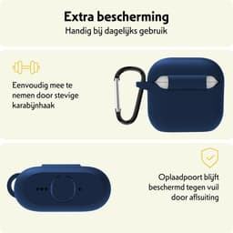 Hoesje Geschikt voor Apple AirPods 4 - Siliconen Hoes met Clip - Silicone Case Cover - Navy — thumbnail 5