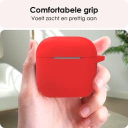 Hoes - Geschikt voor Apple AirPods 4 - Siliconen Hoesje met Clip - Silicone Case Cover - Rood — thumbnail 4
