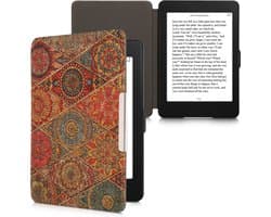 kwmobile Cork Case Compatible with Amazon Kindle Paperwhite - Book Style Protective e-Reader Flip Cover Folio Case - Fractions Dark Pink / Red / Blue