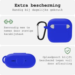 Case - Geschikt voor Apple AirPods 4 - Siliconen Hoes met Clip - Silicone Hoesje Cover - Blauw — thumbnail 5