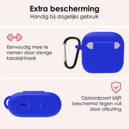 Hoes - Geschikt voor Apple AirPods 4 - Siliconen Hoesje met Clip - Silicone Case Cover - Blauw — thumbnail 5