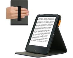 kwmobile e-reader hoesje geschikt voor Tolino Shine 2 HD hoes - E reader flip case van kunstleer - Ereader cover met handgrip en stand - In donkerblauw