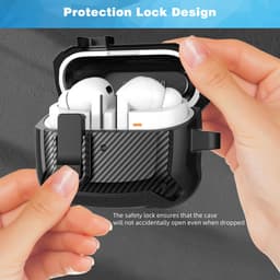 YONO Armor Hard Case geschikt voor Samsung Galaxy Buds 3 - 3 Pro - Hoesje met Lock - Carbon Design - Zwart — thumbnail 2