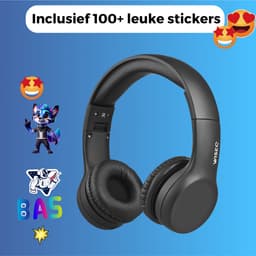 WiseQ Junior Kinderkoptelefoon met Draad – Koptelefoon Kinderen vanaf 3 Jaar – Koptelefoon Peuter – Hoofdtelefoon met Kabel – 85 dB Volumebegrenzer – Opvouwbaar – Met Stickers – Zwart — thumbnail 6