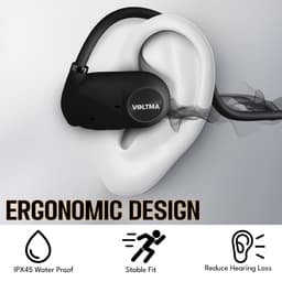 Voltma Active Beats - Open Ear Hoofdtelefoon met Air Conduction - Bluetooth 5.3 Sport Headset - Koptelefoon IPX45 Waterdicht - 6 Uur Speeltijd - Snelladen - Open Ear Comfort Draadloze Oortjes voor Sport en Fitness - geschikt voor Android, iOs (zwart) — thumbnail 4