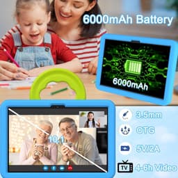 Mrs. Jones 10.1 Inch Kids Tablet Children's Tablet with WiFi Android 13 Tablet 8RAM 128ROM Netflix Educational Tablet with 6000mAh Battery Parental Control Bluetooth Dual Camera-Blue . — thumbnail 4