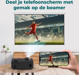Spoused Beamer - Full-HD - 11.000 Lumen - Streamen Vanaf Je Telefoon Met WiFi - Mini Beamer - Zwart — thumbnail 4
