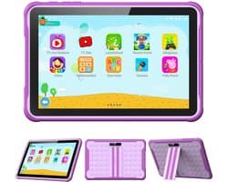 Spoused Kindertablet – 10.1 Inch – Kindertablet vanaf 3 jaar – 64GB – 4GB RAM– 6000 mAh Batterij - Incl. Beschermhoes & Ouder Control app – Paars