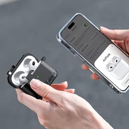 Ainy - PRO hardcase wit met telefoon houder - Geschikt voor Apple Airpods Pro 2 / Pro 1 | case met sleutelhanger | schokbestendig | Uitsparing voor oplaadpoort & draadloos opladen ondersteund | v cadeau — thumbnail 2
