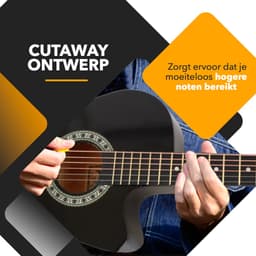 Finesse Akoestische Gitaar - met Videocursus - Western Gitaar - Gitaar Kind & Volwassenen - Zwart — thumbnail 5