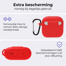 Hoesje - Geschikt voor Apple AirPods 4 - Siliconen Hoes met Clip - Silicone Case Cover - Rood — thumbnail 4
