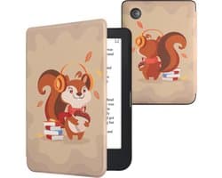kwmobile e-reader hoesje geschikt voor Kobo Clara 2E hoes - E reader flip case met magnetische sluiting - Ereader cover - Eekhoorntje design in bruin / rood / beige