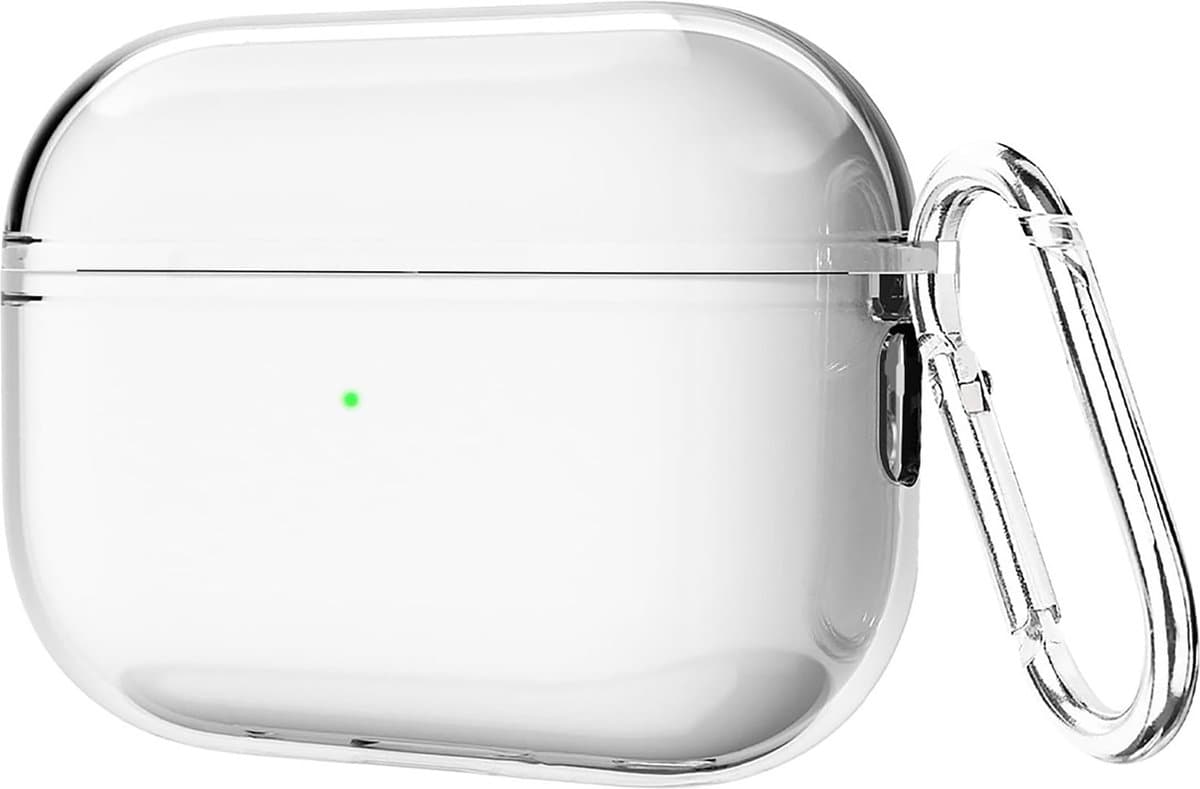 Cazy siliconen Hoesje geschikt voor Apple Airpods Pro 1 / AirPods Pro 2 - Inclusief karabijnhaak - Beschermt tegen krassen en stoten - Transparant — afbeelding 1