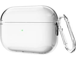 Cazy siliconen Hoesje geschikt voor Apple Airpods Pro 1 / AirPods Pro 2 - Inclusief karabijnhaak - Beschermt tegen krassen en stoten - Transparant