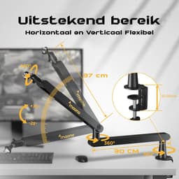 MAONO - BA92 - Zwart - Universele Boom Arm - Microfoon Arm - Zonder Microfoon - Horizontaal & Verticaal - Inclusief Kabelgoot — thumbnail 3