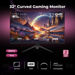 GAME HERO® 32 inch Curved QHD VA Gaming Monitor - 180hz - 1ms — thumbnail 2