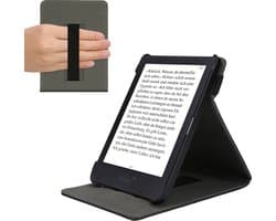 kwmobile e-reader hoesje geschikt voor Tolino Shine 3 hoes - E reader flip case van kunstleer - Ereader cover met handgrip en stand - In zwart