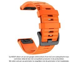 Oranje Siliconen horlogebandje 26mm Quickfit Compatibel voor Garmin Fenix 3 / 3 HR / 3 Sapphire / 5X / 6X, D2, Quatix 3, Tactix, Descent MK1, Foretrex 601 en 701 – 26 mm orange smartwatch strap - Maat: zie foto