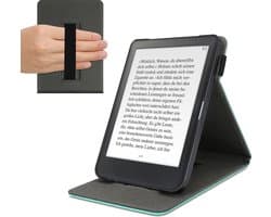 kwmobile e-reader hoesje geschikt voor Kobo Clara HD hoes - E reader flip case van kunstleer - Ereader cover met handgrip en stand - In mintgroen
