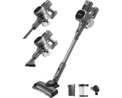 Auronic Steelstofzuiger Draadloos 220W - Draadloze Stofzuiger - HEPA Filter - Zelfstaand - Op Accu - Zonder Zak - Kruimeldief - Vacuum Cleaner - Grijs